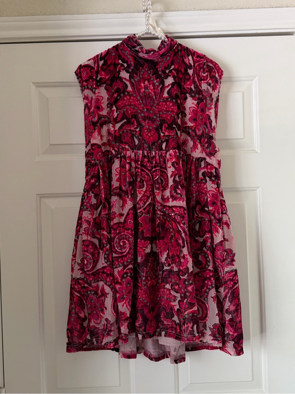 Free People Magentas Velour Paisley Dress